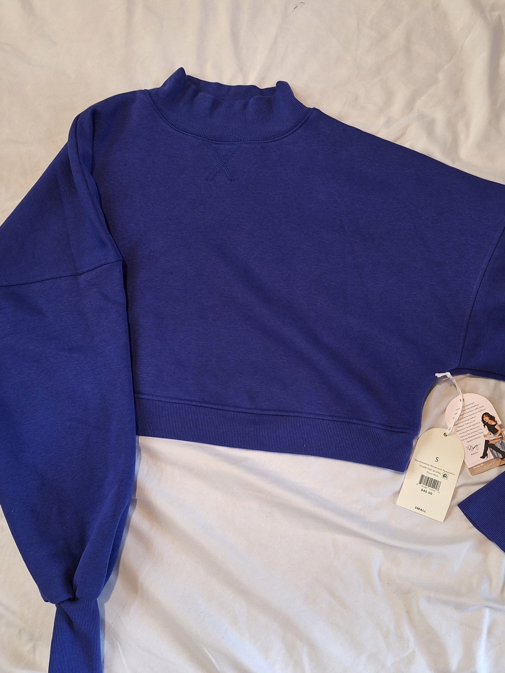 Cropped Royal Blue Pullover Sweatshirt